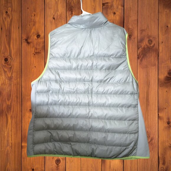 Fabletics Women's XXL/1X Elliot Mineral Grey Puffer Vest Cheetah Print Interior - Picture 6 of 9